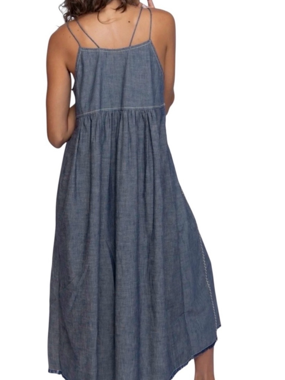 NATURAL LIFE Blue Chambray Spaghetti-Strap Maxi Dress - Picture 2 of 5
